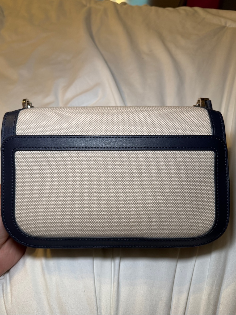 kate spade Navy and Cream Canvas Shoulder Bag with Turn-Lock - Picture 3 of 9